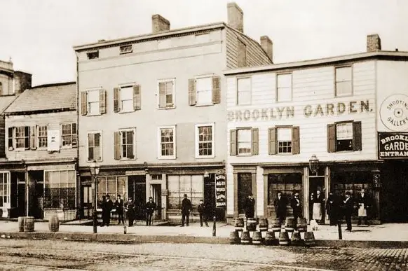 Currently the only known image of the old Military Garden buildings. Circa 1860s.